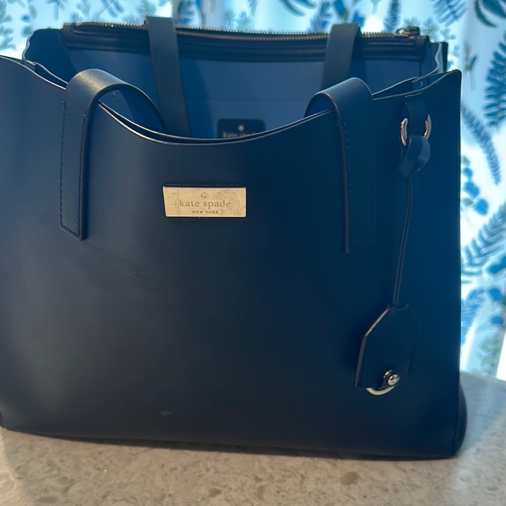 Kate Spade Navy/Baby Blue Tote with Gold Hardware